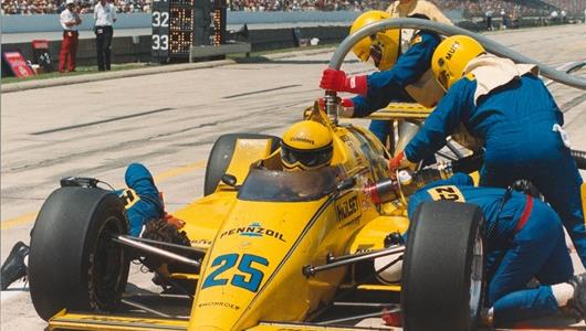 Quick work in the pits helped Al Unser deliver another Indianapolis 500 victory to Penske Racing in 1987.