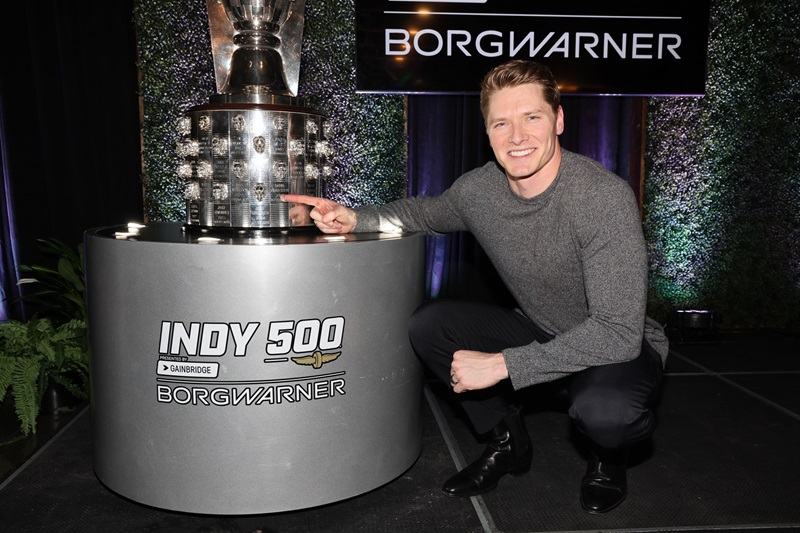 Josef Newgarden Unveils Second Image on Borg-Warner Trophy - Wednesday, December 4, 2024