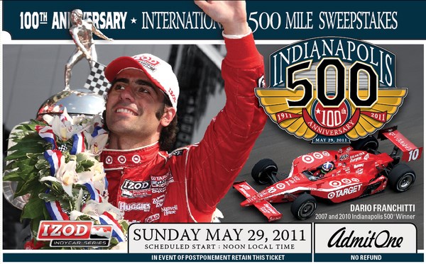 2011 Indy 500 Ticket Features Franchitti, 100th Anniversary