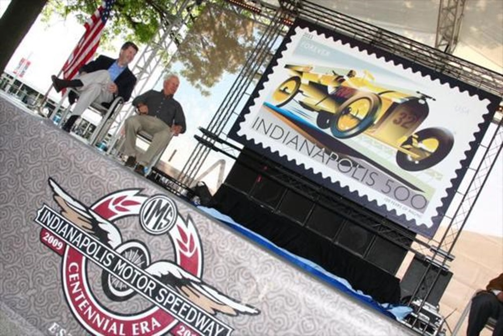U.S. Postmaster General Issues 100th Anniversary Indy 500 Stamp At IMS