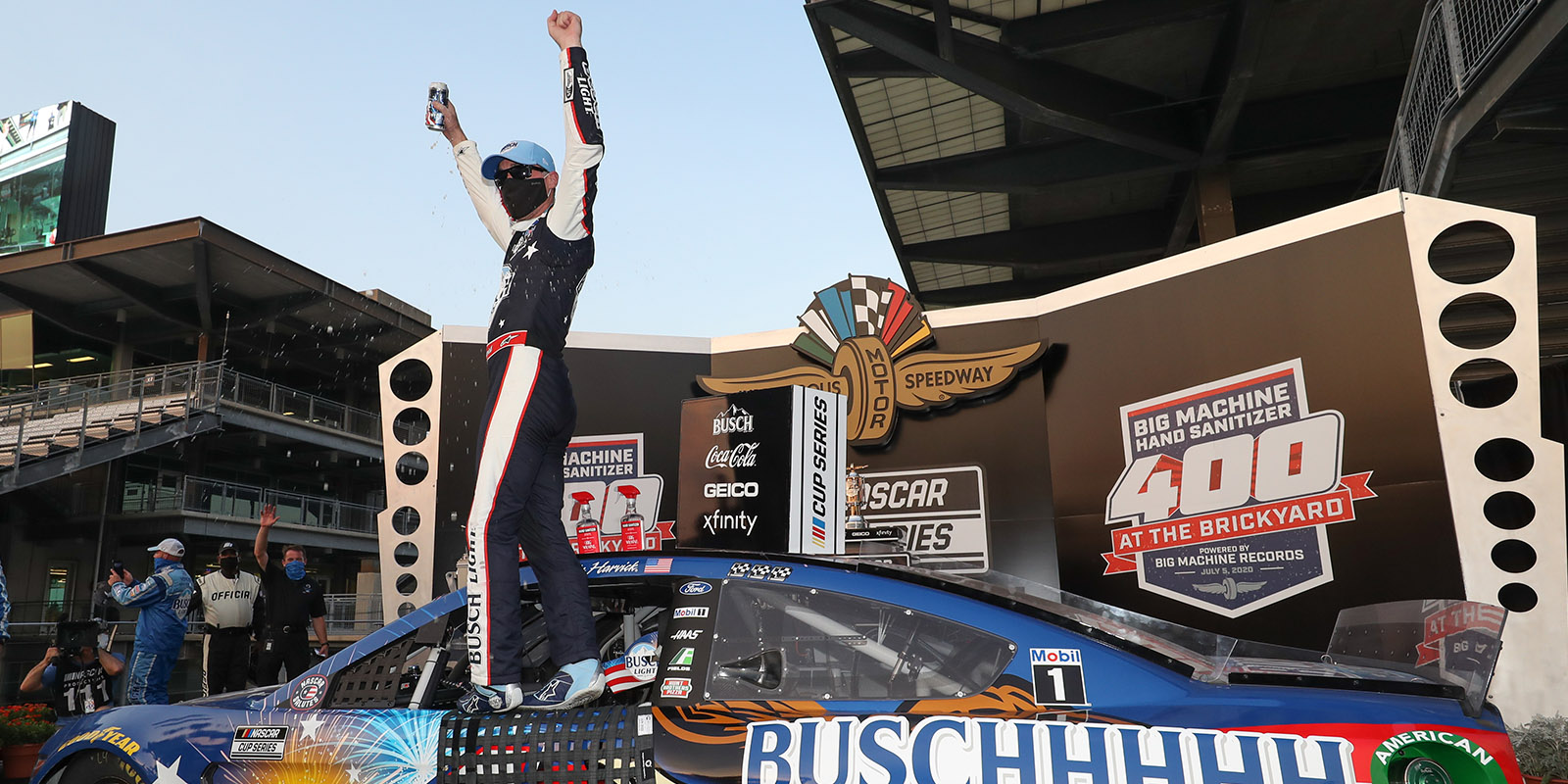 Harvick Powers Away in Overtime To Earn Third Big Machine Hand
