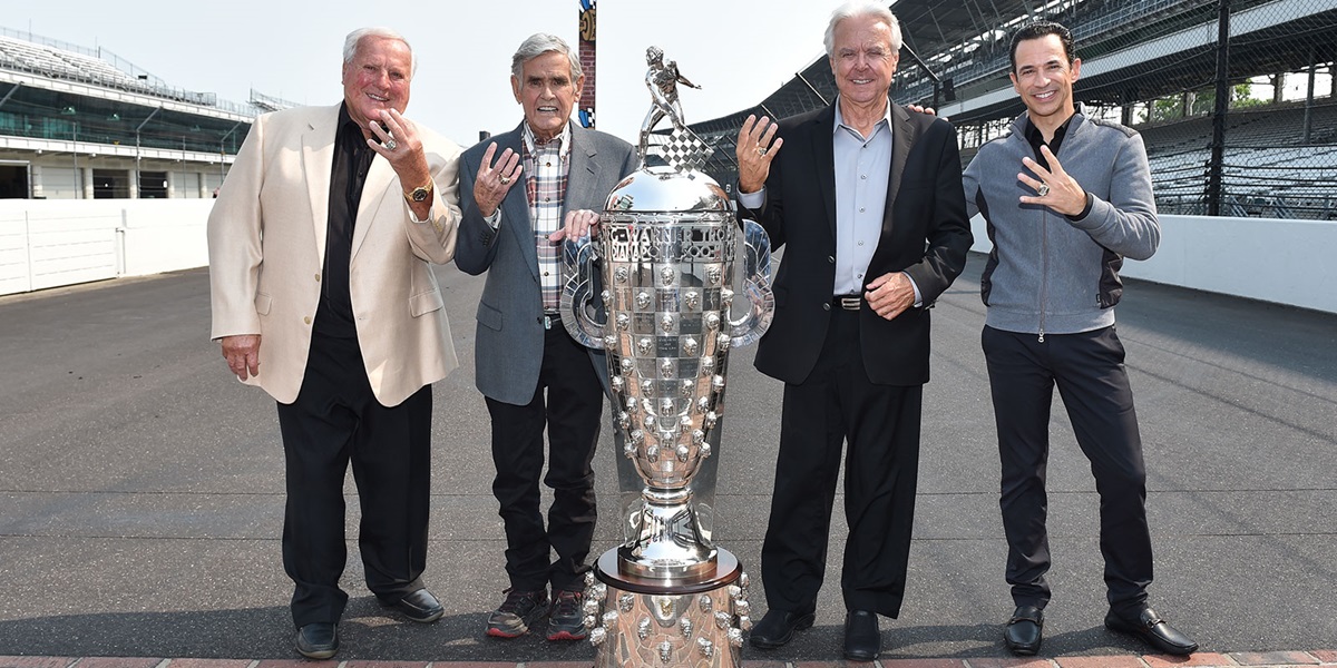 A.J. Foyt, Al Unser, Rick Mears and Helio Castroneves