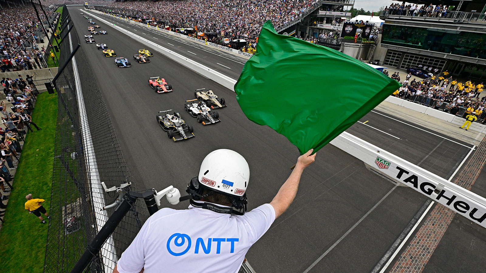 Aaron Likens waives the green flag