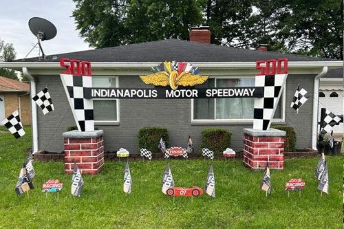 A front-yard recreation of the original Gate 1 from Indianapolis Motor Speedway