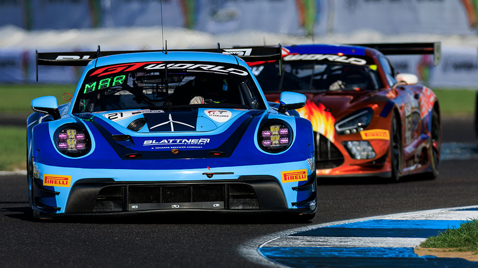 Cars race at the Indianapolis 8 Hour