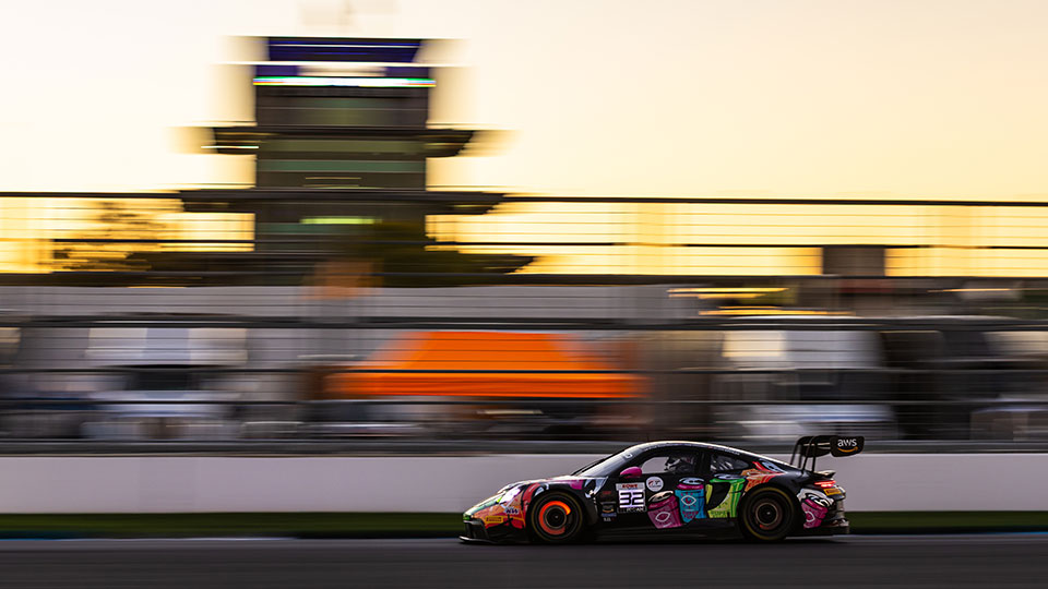 Cars race at the Indianapolis 8 Hour