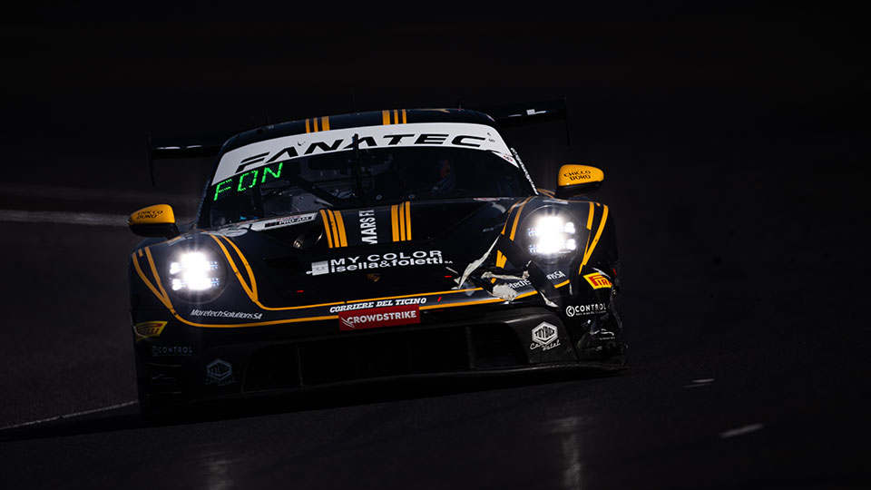 A car races at the Indianapolis 8 Hour