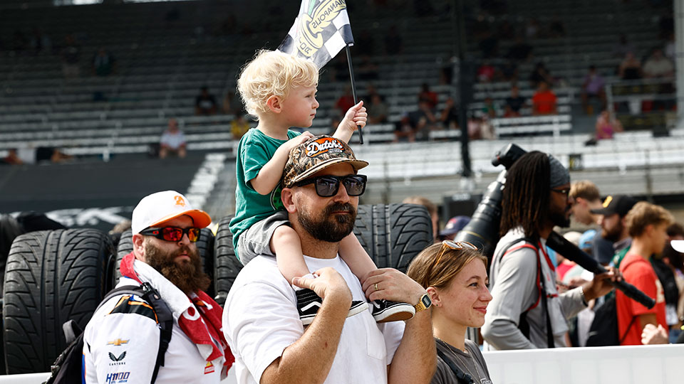 a family walks the grid