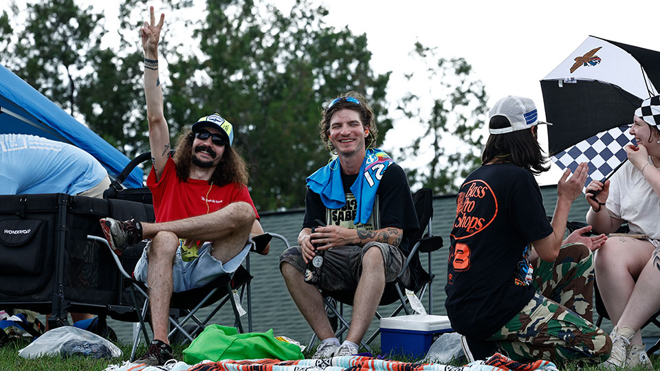 Men enjoy the general admission areas of the Brickyard 400