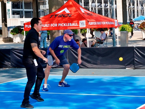 fans play pickleball