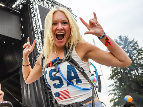 A fan takes in the energy of the Snake Pit
