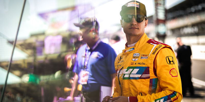 Alex Palou on pit road at Indianapolis Motor Speedway