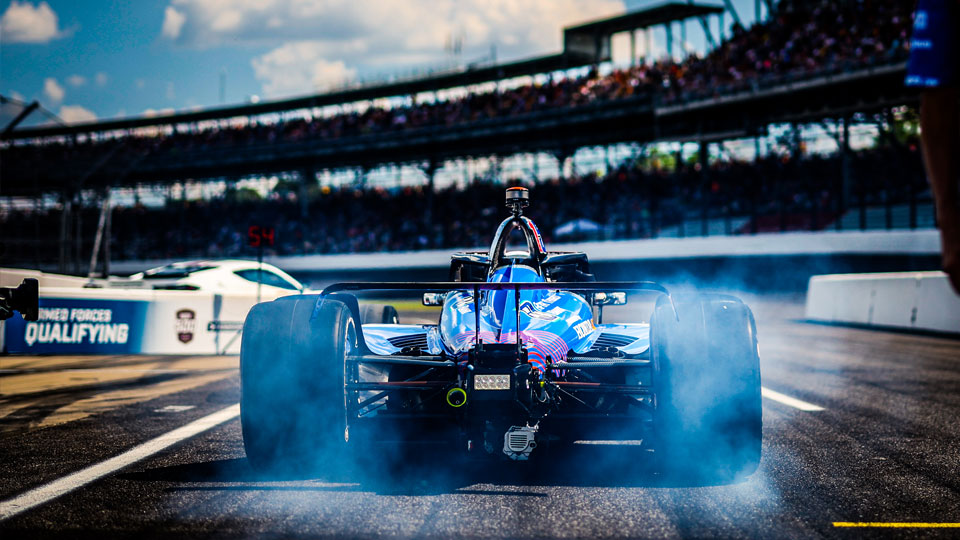 A car heads on track for qualifying