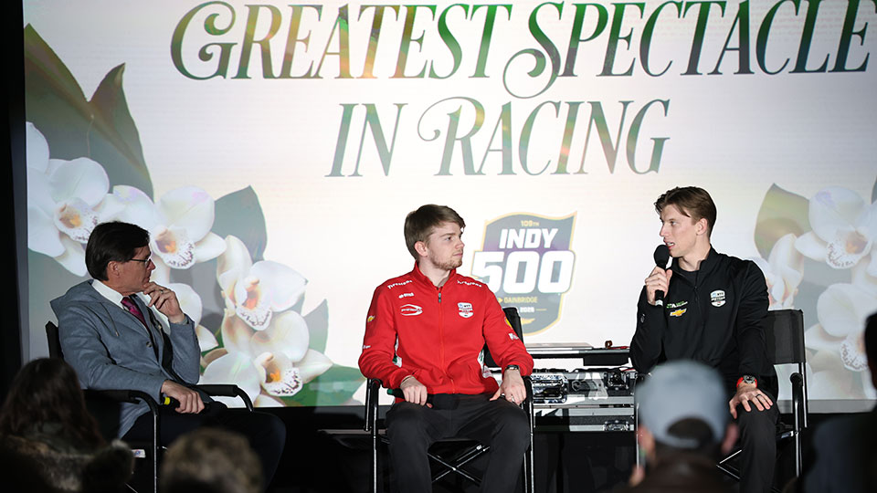 Doug Boles speaks with drivers at the 100 Days Out Party