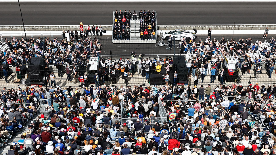 The crowd at the drivers meeting