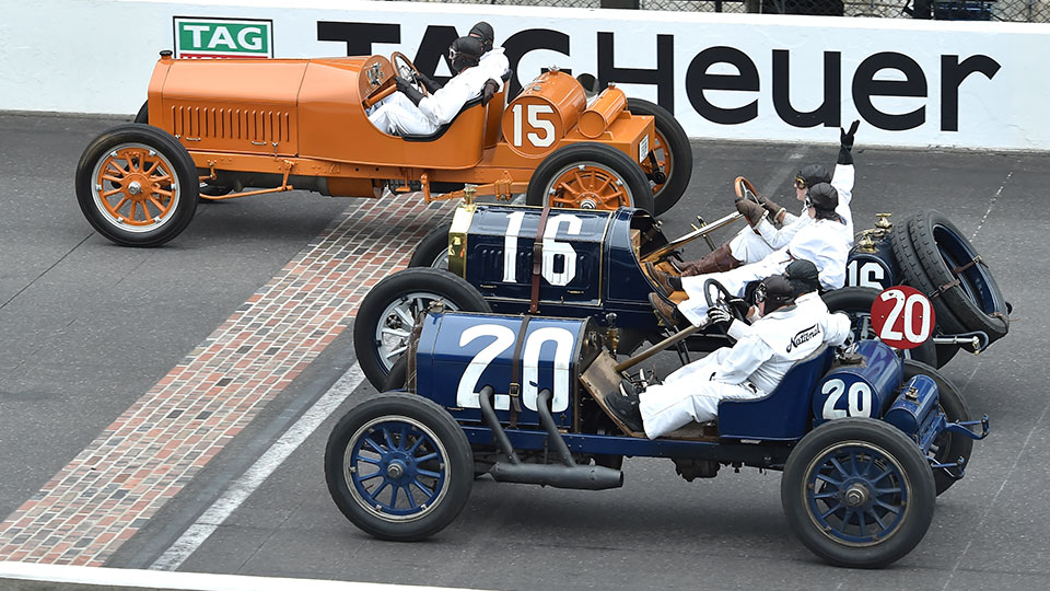 Fans on mound at the Indianapolis Motor Speedway