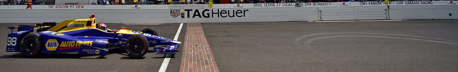 Alexander Rossi crosses the yard of bricks
