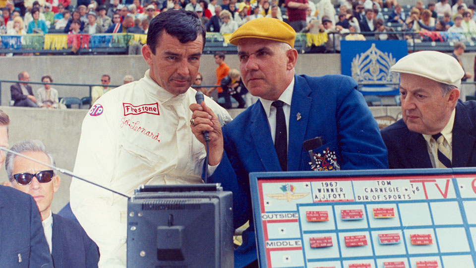 Tom Carnegie interviews a driver