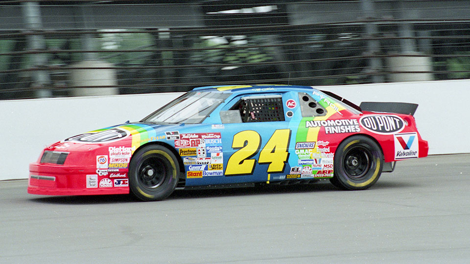 Jeff Gordon races at the Brickyard 400