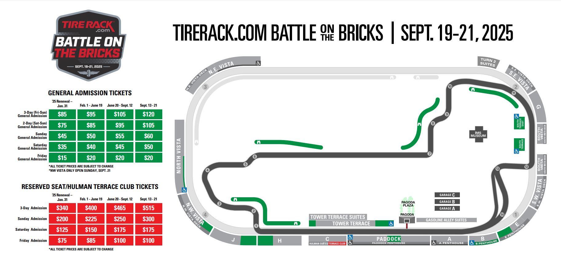 2025 TireRack.com Battle on the Bricks IMSA Pricing Map