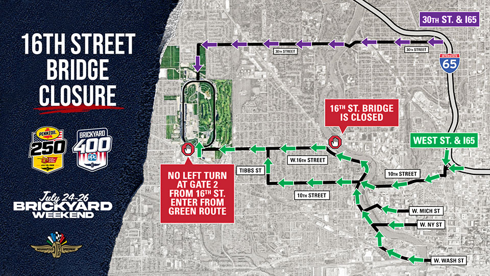 16th St bridge Closure Map