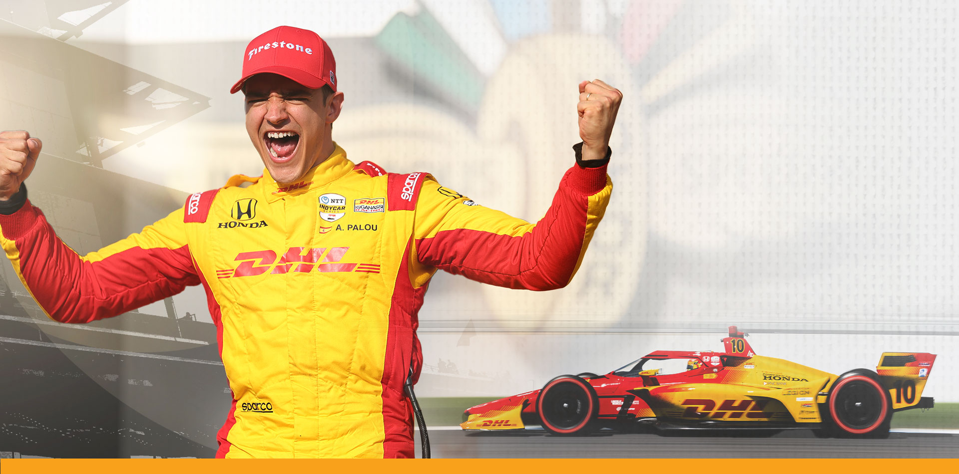 Alex Palou celebrates victory in the 2025 Sonsio Grand Prix