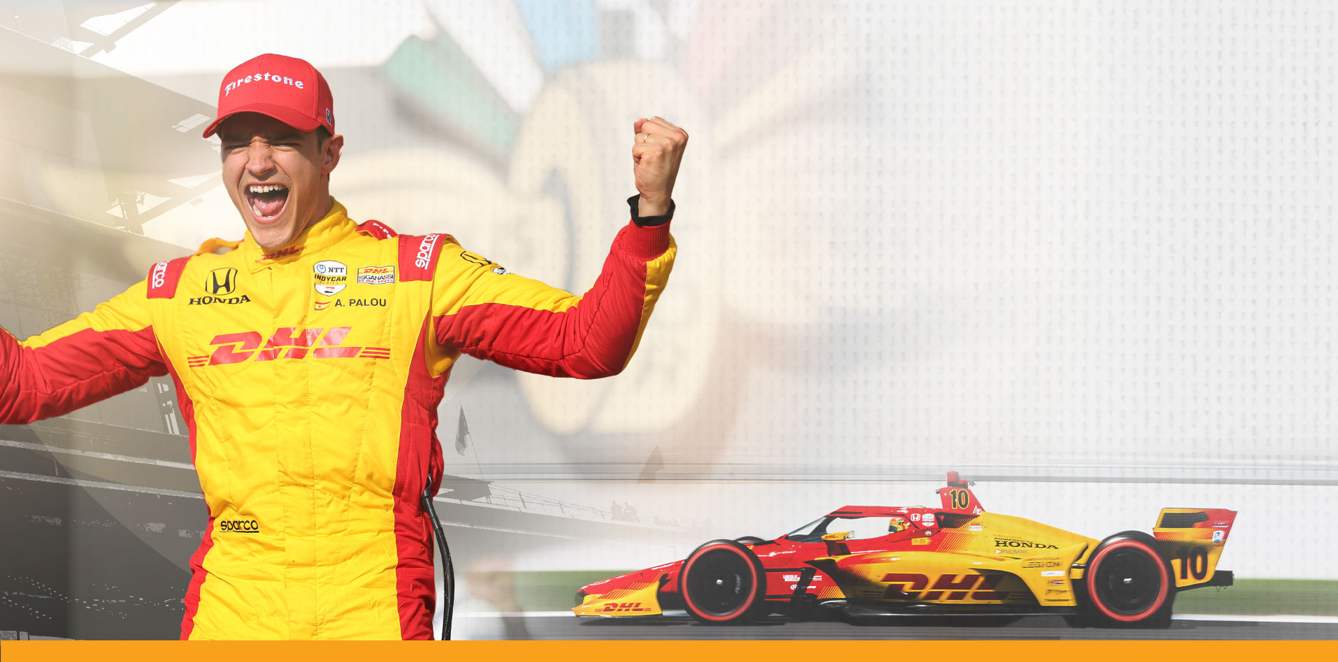 Alex Palou celebrates victory in the 2025 Sonsio Grand Prix