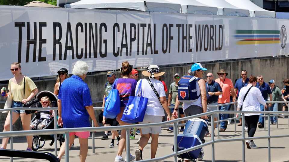 Fans leaving the Indianapolis Motor Speedway