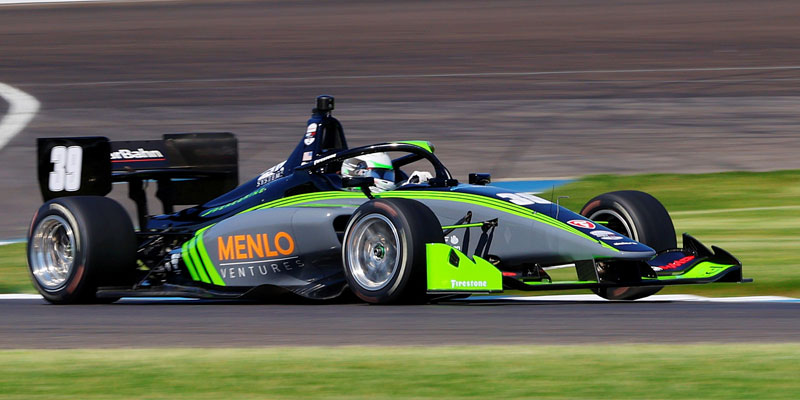 Nolan Siegel in the 39 car drives at the Indianapolis Motor Speedway