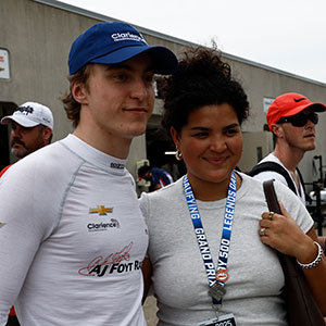 David Malukas poses with a fan